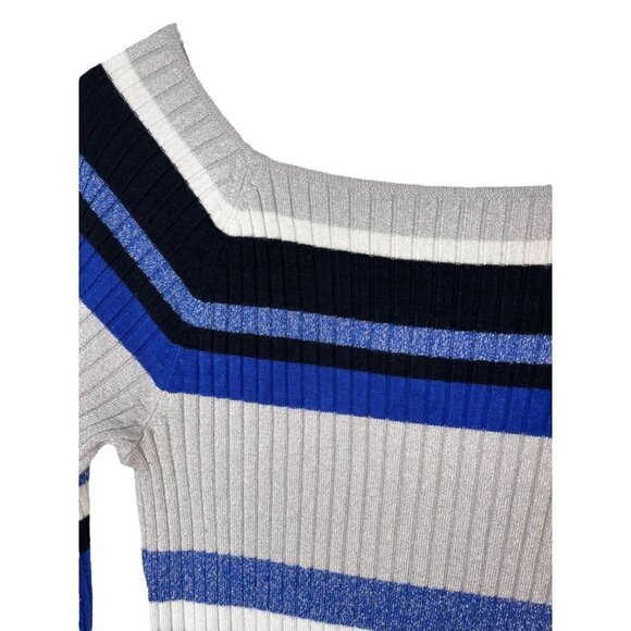 INC International Concepts Metallic Striped‎ Sweater size M - Picture 4 of 6